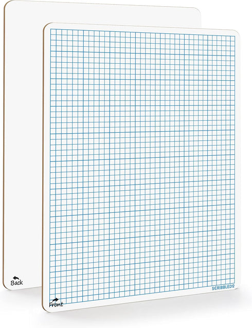 SCRIBBLEDO 9" x 12" Dry Erase Graph Whiteboard, Double Sided for Home, School, Classroom, Kids, Students
