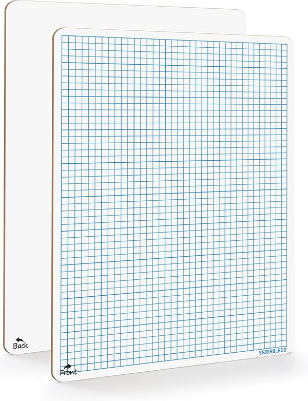 SCRIBBLEDO 9" x 12" Dry Erase Graph Whiteboard, Double Sided for Home, School, Classroom, Kids, Students