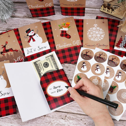 Sereliy 24 Sets Holiday Money Christmas Cards with Envelopes, Christmas Gift Card Holder for Money, Christmas Card