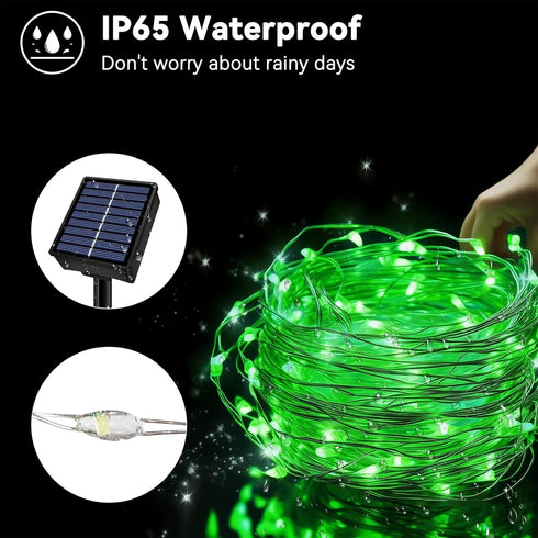 33ft 100LED 8 Solar String Lights Outdoor Waterproof Modes Twinkle Lights Solar Fairy Lights for Patio, Garden Yard