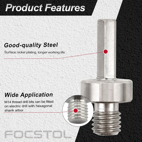 Core Drill Bit Adapter - 2pcs 5/8''-11 Thread to 3/8'' (10mm) Hex Shank for Electric Hand Drill