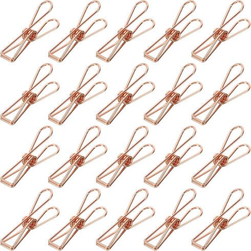 MECCANIXITY 100 Pieces Metal Wire Hollow Out Clips, 32mm Cute Mini Binder Paper Clip in Rose Gold