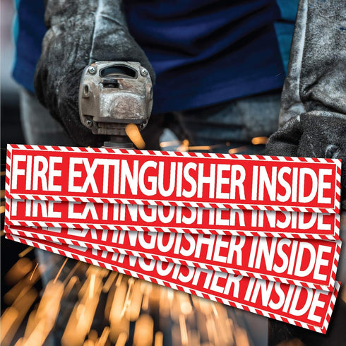 Fire Extinguisher Inside Sticker Decal Sign (4 Pack) 1.5" x 9" Self Adhesive for Trucks or Equipment