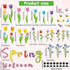 Tulip Bulletin Board Set Classroom Decorations Mother's Day Tulip Flowers Cutouts Welcome Spring Wall Decals Floral Bee Birds Butterfly Paper-Cuts for Spring Flower Birthday Home Decor by Jacyan