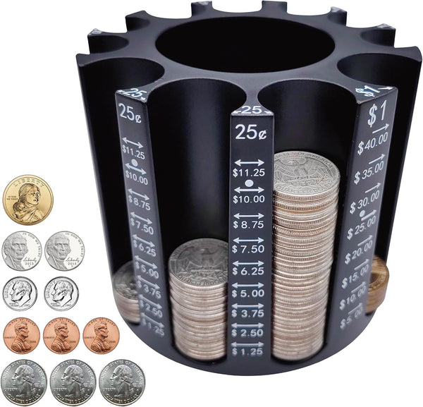 Coin Sorter Pen Holder, Change Counter Pencil Holder as Desk Organizer, Coin Counter Machine for 540pcs Coin Storage