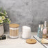 BTSKY 2 Pack Clear Paper Clip Holder with Bamboo Lid - Cute Organizer for Office Supplies and Bathroom Vanity