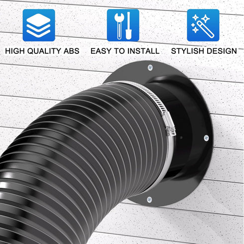 Hon&Guan Duct Connector Flange 6 Inch, Plastic 6 Inch Dust Collection Fittings Dryer Vent Connector Flange For Heating Cooling Ventilation System, Black. by Hon&Guan