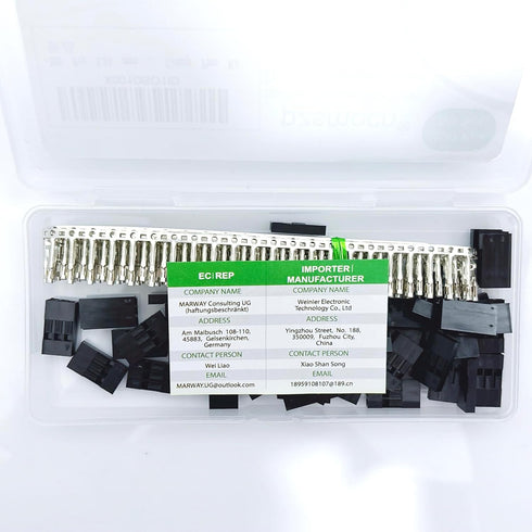50 Sets / 200 Pieces Dupont 2.54 mm Pitch 3-Pin Adapter Connector, Female Housing Black Socket Terminal for Wires Cable