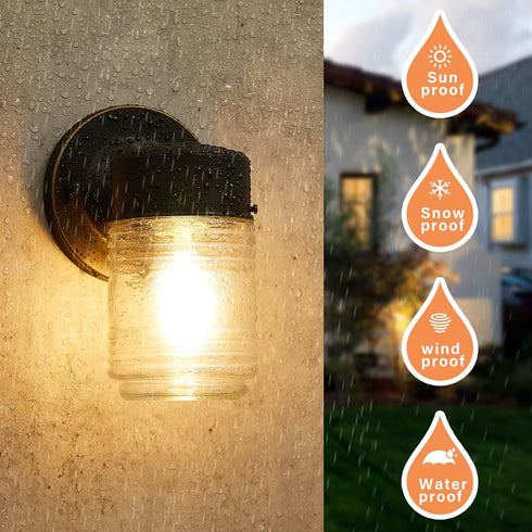 2 Pack E26 EJIAXIN Outdoor Wall Lantern, Exterior Waterproof Wall Sconce Light Fixtures, Black Front Door Lighting