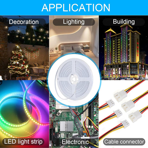 RGBZONE 32.8FT/10M 18AWG 3-Pin Wire, Tinned Copper Stranded Insulated Low Voltage Cable for LED Lights