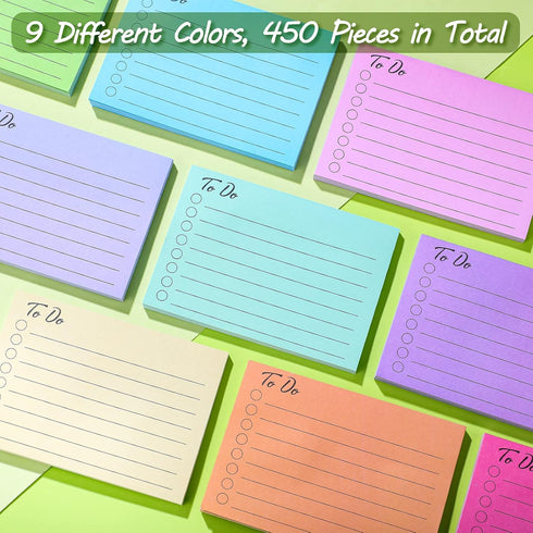 Pajean 9 Pcs/450 Sheet To Do List Sticky Note 3x4 Inch Self Stick Pads with Line for Office, School, Home Reminder