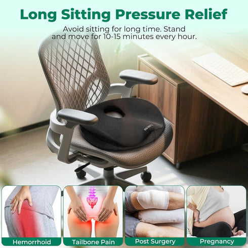 Tailbone SAHEYER Donut Pillow for Pain, Memory Foam Hemorrhoids Pillow for Sciatica Nerve, Sciatica Hip Coccyx Seat