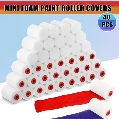 40 Pcs 2 Inch Mini Paint Roller Foam Covers - High Density Sponge Paint Roller Refills for Textured Smooth Painting