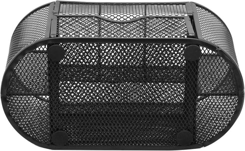 Black Mesh Desk Organizer, 9 Compartments with Drawer, Multifunctional Office Supplies Caddy for Desk Organization