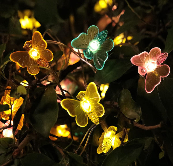 WSgift Solar Butterfly String Lights, 16 Ft 32 Warm White LED Outdoor