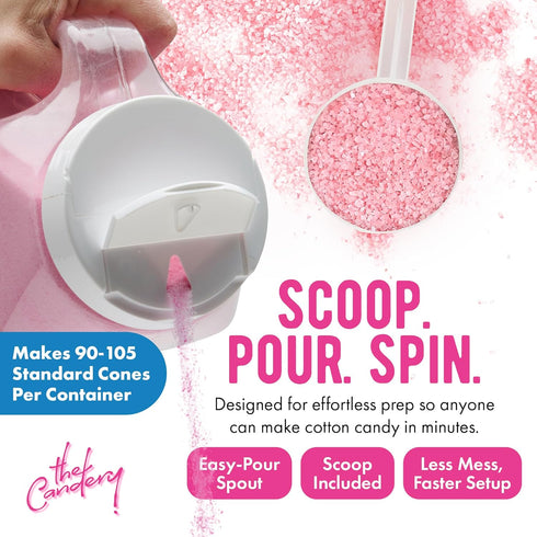 (2-Pack) 3 LBS The Candery Cotton Candy Floss Sugar Includes | Raspberry Blue and Strawberry | Plastic, Reusable Jars |