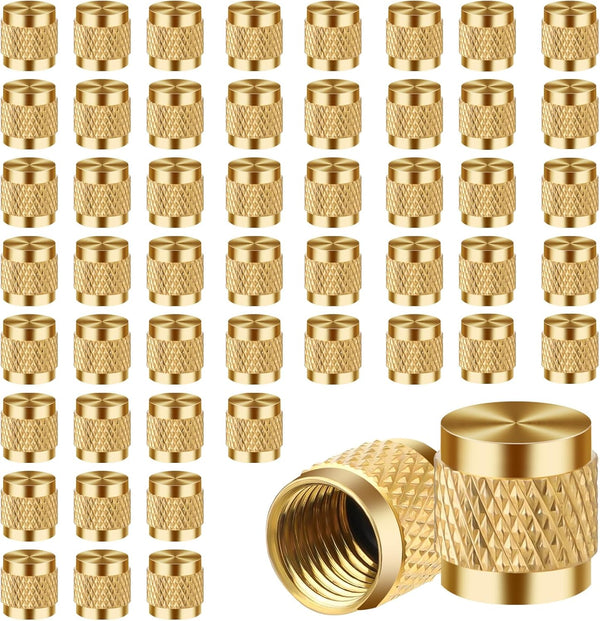 50Pcs 1/4 Flare Cap, Easy Installation Refrigerant Caps for HVAC Valve, Brass O Ring Seal Schrader Valve Caps