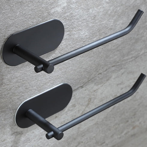 Hand Towel Holder, 2 Packs Black Self Adhesive Towel Bar, 6 3/10 Inch Towel Rack/Ring for Bathroom Kitchen