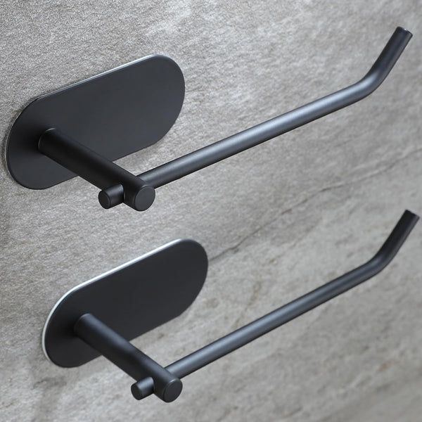 Hand Towel Holder, 2 Packs Black Self Adhesive Towel Bar, 6 3/10 Inch Towel Rack/Ring for Bathroom Kitchen