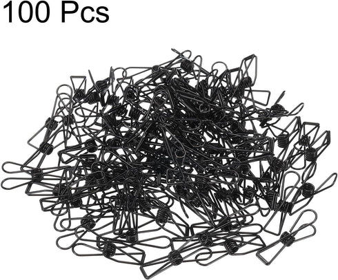 MECCANIXITY 100 Pieces Metal Wire Hollow Out Clips, 32mm Cute Mini Binder Paper Clips for Office Supplies, Black