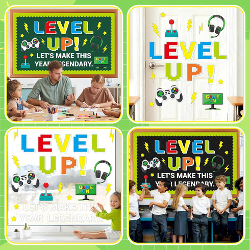 Set Mindset Video Game Theme Bulletin Board Level Up Classroom Decoration Video Game Growth Positive Come On Paper