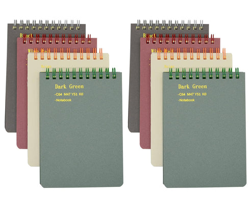 Yansanido 8 Pcs A6 Top Bound Spiral Notebook, 4 Color Thick Plastic Hardcover, 80 Sheets (160 Pages) College Ruled