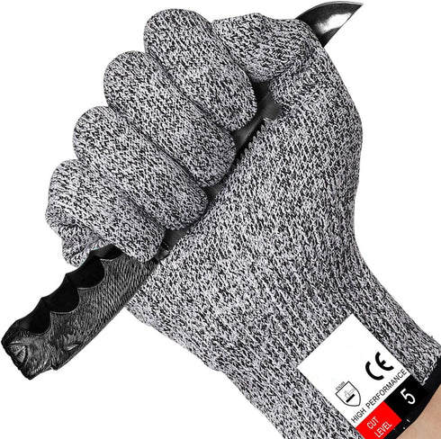 Cut Resistant Kitchen Gloves - Food Grade Level 5 Hand Protection, Medium Size (Palm Diameter 3.35-3.75inch)