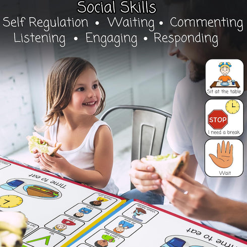 SMARTY MATS (6 Pack) Communication Speech Therapy Placemats for Autism & Non-Verbal Kids Visual Boards, ABA Therapy
