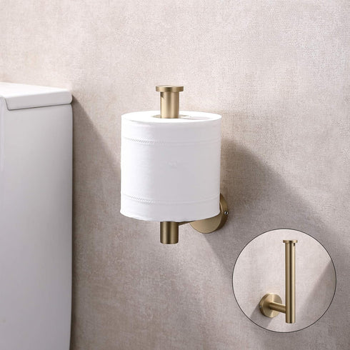 Toilet Paper Holder, SUS304 Stainless Steel Round Size, Brushed Gold, 2 Pack