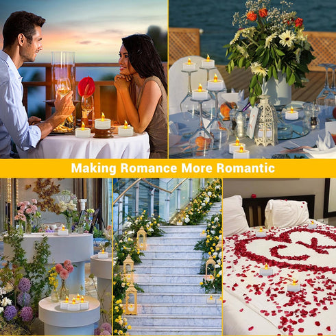 Tea Lights Battery Operated Candles, LED Tea Lights Flameless Candles, 200+ Hours Flickering Fake Tealights for Wedding