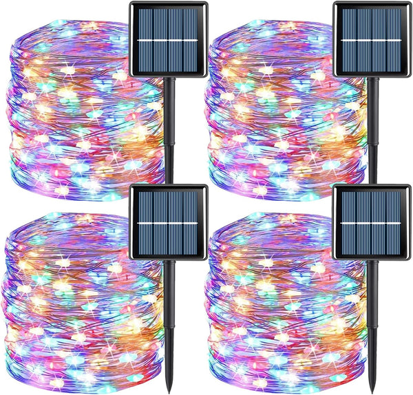 YEGUO 4 Pack Multicolor Solar Fairy Lights, Each 33ft 100 LED Christmas