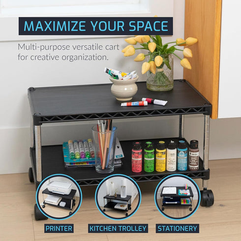 ZBRANDS 24" 14", Under Desk Printer Stand with Storage X Printer Cart, Small Printer Stand with Wheels, Small Printer