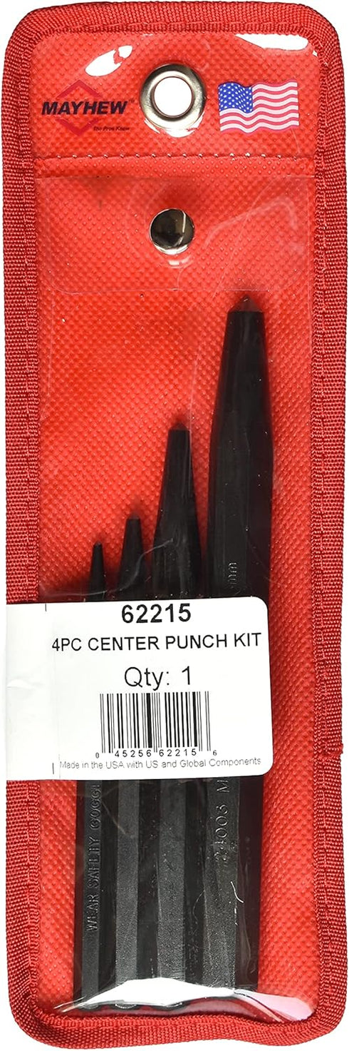 Mayhew Tools 62215 Center Punch, Black Oxide Finish, 4-Piece Set
