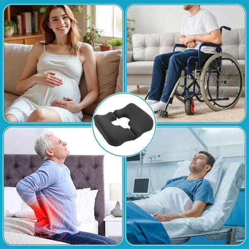 FOUXTEL 4.5" Tailbone 100% Tailbone Donut Pillow for Pain, Memory Foam Bedsore Pressure Relief Pillow, Thick Anti