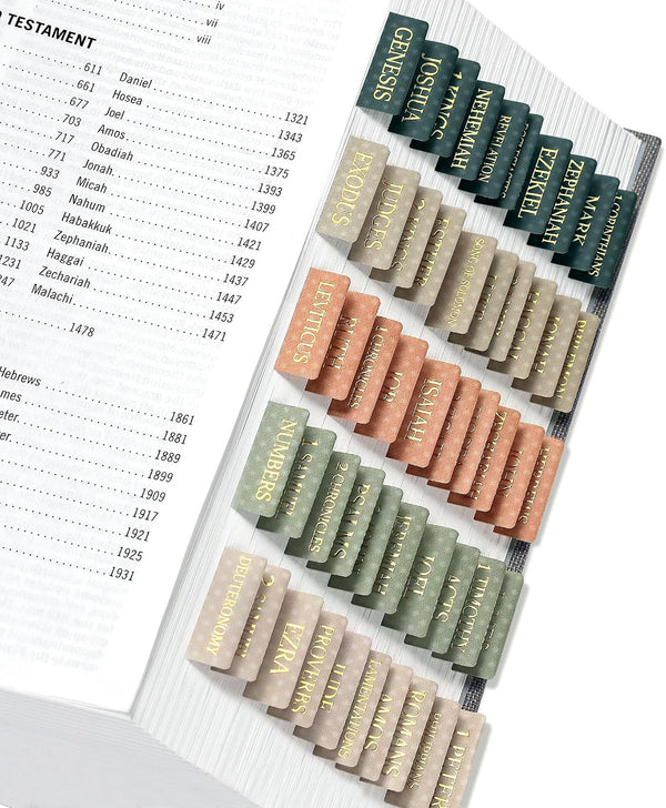 Taja Bible Tabs for Women & Men, Laminated Bible Tabs for Study Bible,