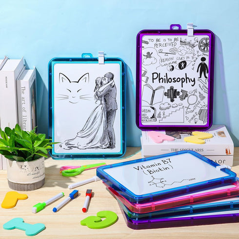 Outus 10 Pcs Mini White Boards 8.5 x 11'' | Mini Magnetic Dry Erase Board, Small Colored Double Sided Writable Graffiti