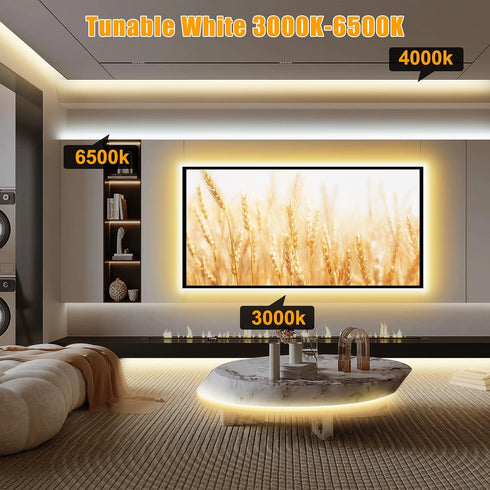 9.84ft 2700K-6500K Dimmable Tatazone Smart WiFi Tunable White COB Led Strip Light, CCT Bright Led COB Light Strip Work