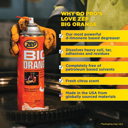 15 Oz (Pack 1) 11401 Zep Big Orange Heavy-Duty Citrus Degreaser Aerosol - of - Industrial Strength Cleaner Removes
