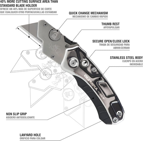 Olympia Tools 33-125 Turbofold Stainless Steel Utility Knife by Olympia Tools