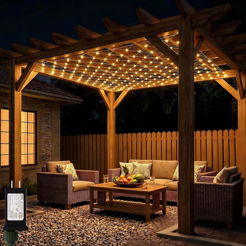 LitHome 10 x 10FT Gazebo Net Lights Outdoor, 200 LED Gazebo Lighting Waterproof,