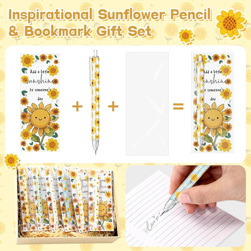 AmazingSpark 24 Set 0.7mm Sunflower Party Favors Retractable Sunflower Pencils Funny Mechanical Pencils with Positive