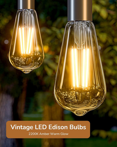 EDISHINE 6 Pack Vintage LED Edison Bulbs 8W Equivalent 60W, ST64 Dimmable Led Light Bulbs, 700LM 2200K Amber Warm Light E26 Base, Decorative Antique LED Filament Bulbs for Home and Commercial by EDISHINE