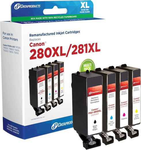 Dataproducts Remanufactured Ink Cartridges Replacement for Canon PGI-281XL/CLI-281XL (4-Pack)