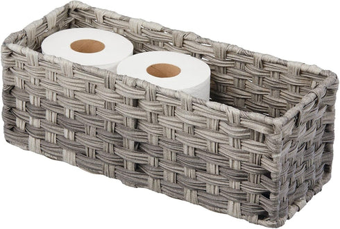 Counter 3 mDesign Rustic Farmhouse Woven Toilet Paper Holder Basket - Small Storage Organizer Tank Topper for Bathroom