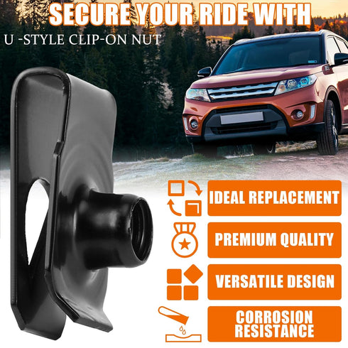 25 Pcs Extruded U Type Nuts, Bumper Fender U Style Clip Fasteners for Automotive Metal Fender Grill