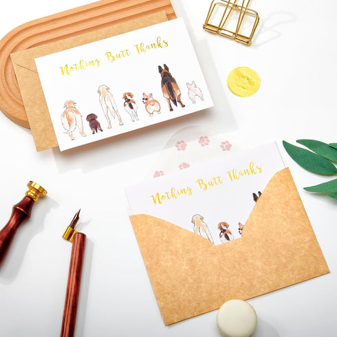 50 Count Crisky Dog Thank You Cards Nothing Butt Thanks Gold Foil Funny Thank You Cards with Envelopes & Stickers