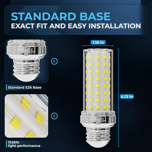 BlueStars 4 Pack 20W E26 E27 LED Corn Light Bulbs, 150W Equivalent, 6500K Cool Daylight White, 1600 Lumens