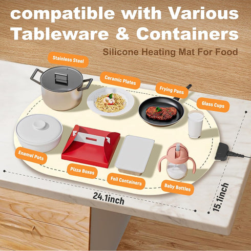 Large,(24x16), WOKALON Warming Mat for Food Extra Food Warmers for Parties Buffet and Home Daily Use,Roll Up Food