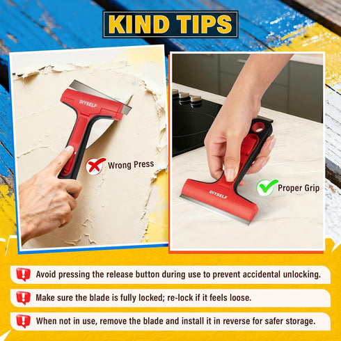 1 Pack 10pcs 4-Inch DIYSELF Razor Blade Scraper, Scraper Tool with Blades, Razor Scraper for Cleaning Glass, Window