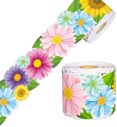 Augisteen 68.9 Ft Spring Bulletin Board Borders Daisy Flower Trim Decoration for Classroom & Home Decor